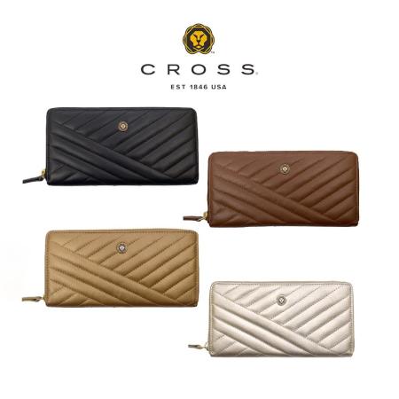 【CROSS】
小牛皮山形紋拉鍊長夾