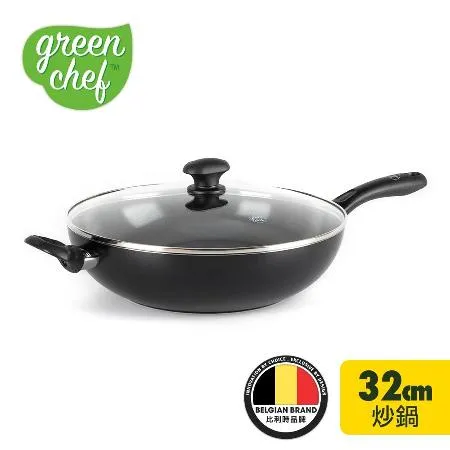 【GreenPan】Chef 鑽石系列32cm不沾鍋炒鍋(加蓋)