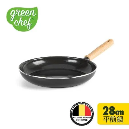 【GreenPan】Chef 東京木紋系列28cm不沾鍋平底鍋(鋯石黑)