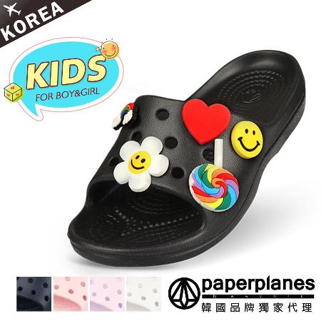 【Paperplanes】韓國空運。週年特別款圖案裝飾涼拖童鞋(7-3318/五色/現+預)