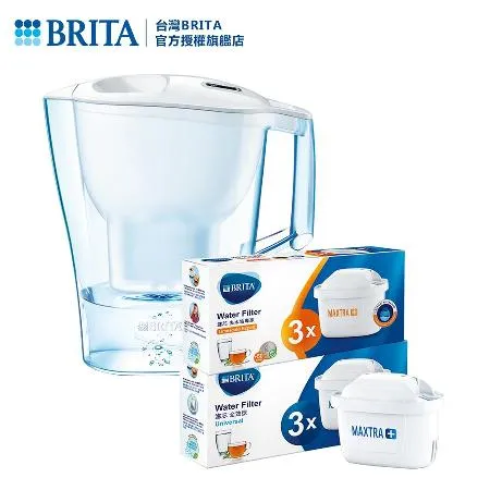 【德國BRITA】Aluna愛奴娜濾水壺3.5L+全效型濾芯3入+去水垢專家3入(共1壺7芯)