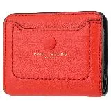 MARC JACOBS 馬克賈伯 燙金LOGO全皮革扣式短夾.紅