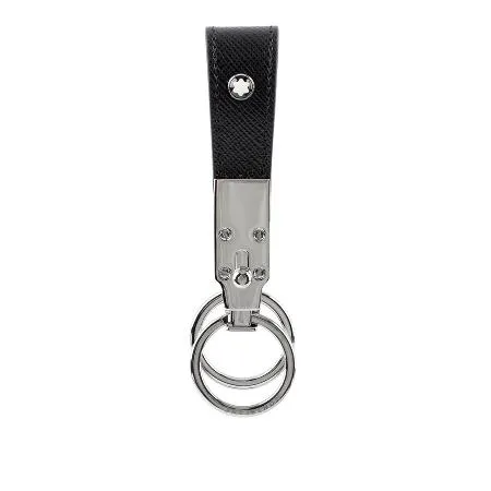 【MONT BLANC】Sartorial 匠心系列防刮牛皮圓環鑰匙扣(黑色)