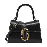 MARC JACOBS St Marc 鏈環LOGO牛皮手提/斜背兩用包-黑