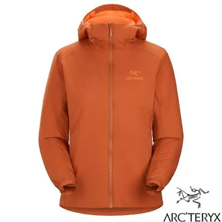 【加拿大 ARCTERYX 始祖鳥】女新款 Atom 防潑保暖透氣化纖連帽外套/30090 咖啡棕/火花橘