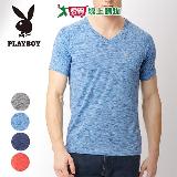 PLAYBOY 緞彩V領短袖衫(M~XL)男內衣 內搭 外穿 涼感 吸濕排汗 高彈力【愛買】
