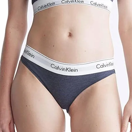 【Calvin Klein】2023女時尚棉彈力藍灰色比基尼款三角內褲【預購】