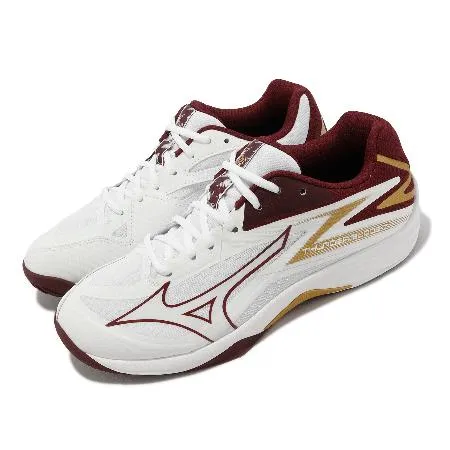 Mizuno 排球鞋 Thunder Blade Z 男鞋 白 紅 室內運動 桌球 羽球 美津濃 V1GA2370-45