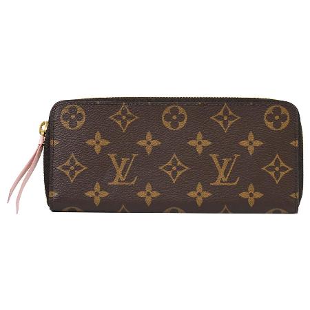 Louis Vuitton LV M61298 Clemence 經典花紋拉鍊長夾.粉 現貨