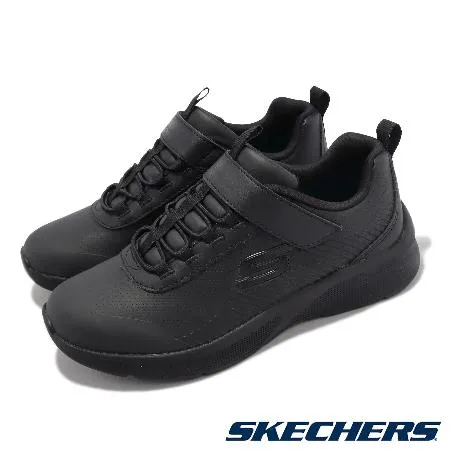Skechers 童鞋 Microspec-Classmate Cutie 中童 黑 全黑 魔鬼氈 皮革 運動鞋 302607LBBK
