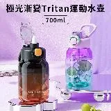 【時尚玩家】美國進口Tritan材質一鍵彈蓋極光漸變運動水壺700ml