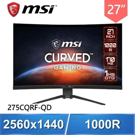 MSI 微星 MAG 275CQRF QD 27型 170Hz 2K 曲面電競螢幕