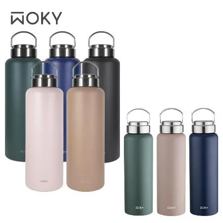 【WOKY沃廚】 提手輕芯鈦瓷易潔層保溫瓶800ml+1200ml