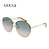 【GUCCI 古馳】類飛行員金屬框籃紫色漸層鏡片太陽眼鏡(GG0351S-003)