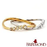 【BRILLMOND JEWELRY】鑽石線戒 18K金 曲線鑽戒雙色選(18K金台 天然鑽石總重6分)