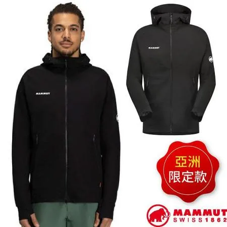 【瑞士 MAMMUT 長毛象】亞洲限定 男 防風防曬軟殼連帽外套/1011-00792-0001 黑