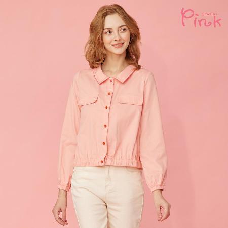 Pink*
甜粉短版長袖襯衫