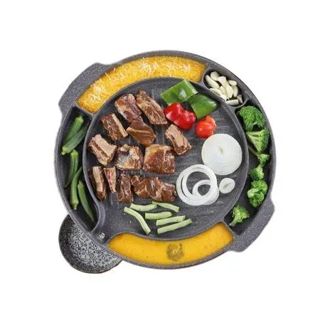 Dream Chef 最新款 花崗岩鑄造貝殼斜紋油切不沾烤盤(45CM 烤肉神器)