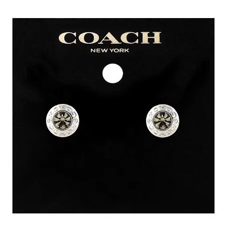 COACH 水晶鑲嵌耳環(銀色)