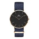 DW Daniel Wellington 貝斯沃特午夜藍NATO錶帶石英腕錶-玫瑰金框/40mm(DW00100277)