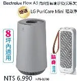 【送LG PuriCare Mini隨身淨】伊萊克斯空氣清淨機Flow A3 Air Purifier FA31-202(灰)