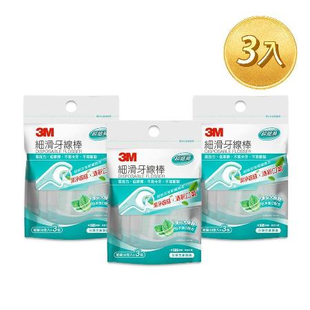 3M 單線細滑牙線棒 
薄荷木糖醇 38支X3入X3組 