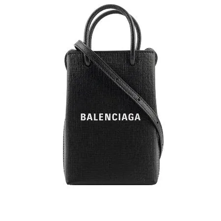 【BALENCIAGA】Logo購物手機袋(黑色)