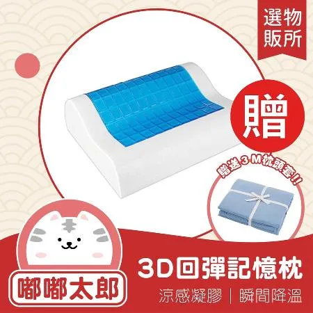 【嘟嘟太郎-凝膠涼感枕】3D凝膠記憶枕頭 送3M枕套 涼感記憶枕 太空枕 凝膠枕 涼感枕頭