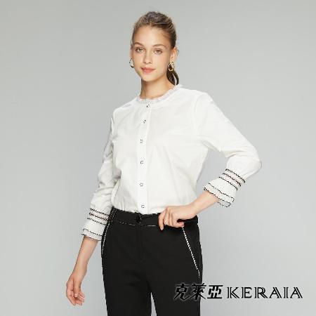 【KERAIA 克萊亞】法式公爵袖口織帶設計襯衫
