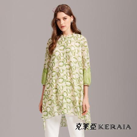 【KERAIA 克萊亞】自然光合圈蕾絲拼接雪紡長襯衫