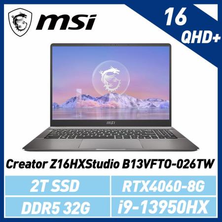 (送:延長保固一年)msi Creator Z16HXStudio B13VFTO-026TW 16吋 創作者筆電