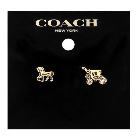 COACH 馬車水晶鑲嵌耳環(金色)