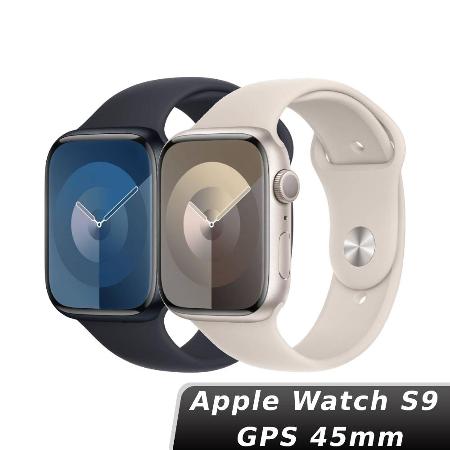 Apple Watch S9 GPS 45mm 鋁金屬-運動型錶帶-M/L