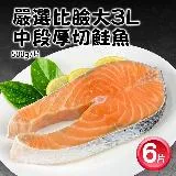 【築地一番鮮】嚴選超級厚切3L中段厚切鮭魚6片(500G/片)免運 -嚴選最高等級P級鮭魚