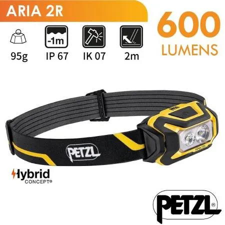 【法國 Petzl】ARIA 2R 超輕量頭燈(600流明.含鋰電池.IPX67防水)/E071AA00 黑黃