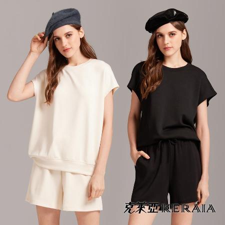 【KERAIA 克萊亞】理想舒適圈親膚蠶絲圓領上衣(兩色;M-L)
