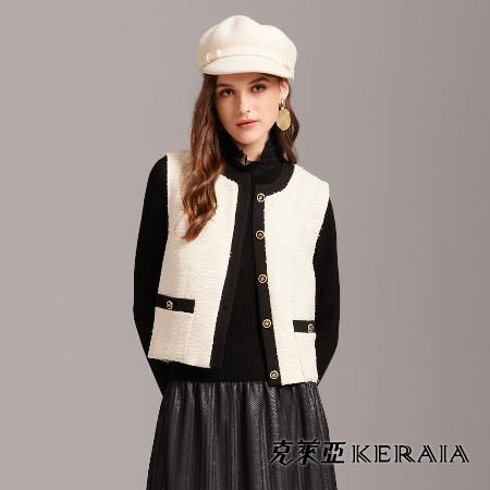 【KERAIA 克萊亞】飄舞雪田經典撞色小香花紗背心