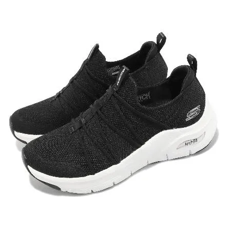 Skechers 休閒鞋 Arch Fit-All Tied 女鞋 黑 白 支撐 緩震 運動鞋 149564BLK