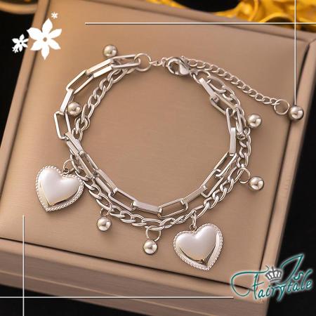 【伊飾童話】
光亮愛心雙層串珠鍊