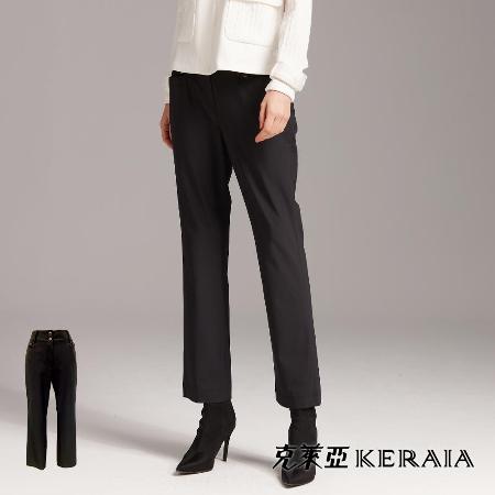 【KERAIA 克萊亞】黑曜夜曲口袋腰帶設計長褲
