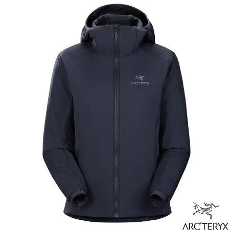 【ARCTERYX 始祖鳥】女 Atom 防潑保暖透氣連帽外套/保暖纖維填充/X000006780-30090 黑寶石