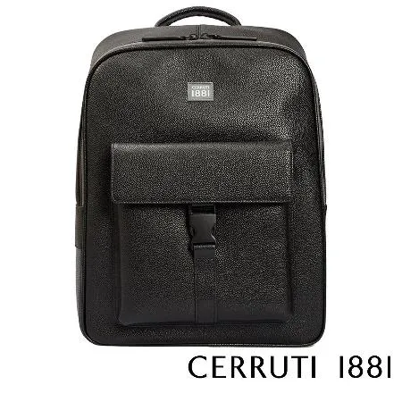 【Cerruti 1881】限量2折 義大利頂級小牛皮後背包 全新專櫃展示品(黑色 CEZA05340M)