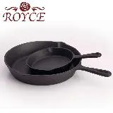 【ROYCE英國皇家玫瑰】原礦鑄鐵鍋-平底鍋雙鍋組 26CM+16CM