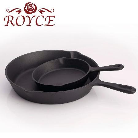 【ROYCE英國皇家玫瑰】原礦鑄鐵鍋-平底鍋雙鍋組 26CM+16CM