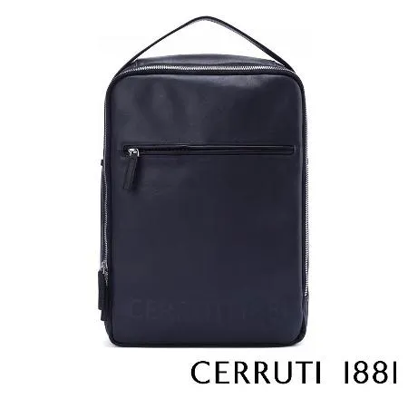 【Cerruti 1881】限量2折 義大利頂級小牛皮後背包 全新專櫃展示品(深藍色 CEZA05338M)