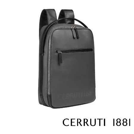 【Cerruti 1881】限量2折 義大利頂級小牛皮後背包 全新專櫃展示品(灰色 CEZA05338M)