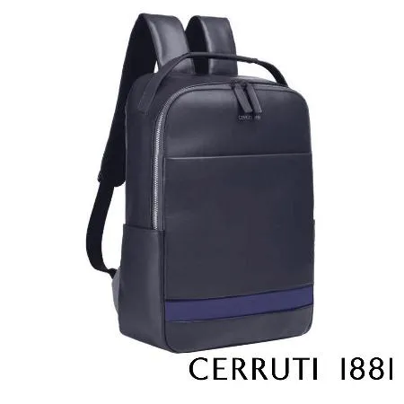 【Cerruti 1881】限量2折 義大利頂級小牛皮後背包 全新專櫃展示品(深藍色 CEZA05889M)