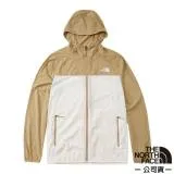 【The North Face】男 可調式輕薄防曬透氣排汗連帽外套(亞洲版型)/4U8X-QK4 白/棕