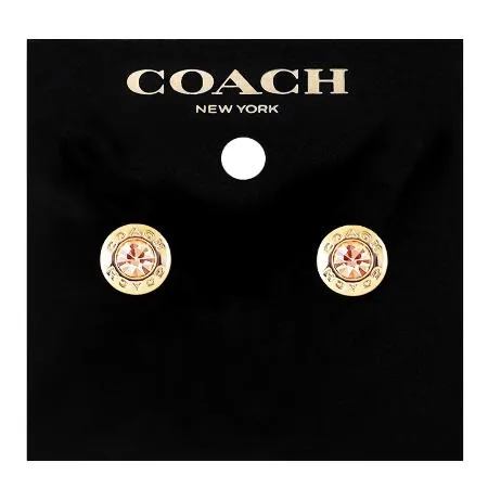 COACH 水晶鑲嵌耳環(金色)