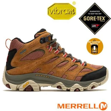 【MERRELL】女 MOAB 3 MID GORE-TEX 多功能防水透氣登山健行鞋.登山鞋/ML037498 土黃色